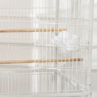 PawHut Large Bird Cage Budgie Cage for Finch Canaries Parakeet with Rolling Stand, Slide-out Tray, Storage Shelf, Food Containers, White(m-9)