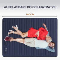 Outsunny Luchtmatras Gastenmatras, incl. Voetpomp en Draagtas, 195 x 140 x 10 cm, Blauw(m-4)