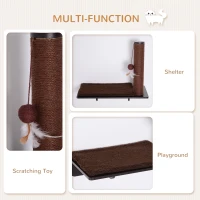 PawHut Cat Wall-Mounted MDF Hemp Rope Scratching Post Shelf Brown(m-4)