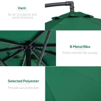 Outsunny 3m Banana Hanging Parasol Umbrella Green(m-6)