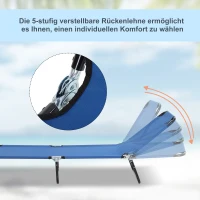 Outsunny Zonnebed, 5-voudig verstelbare rugleuning, snel drogend, metalen frame, 190 x 56 x 28 cm, Blauw(m-4)