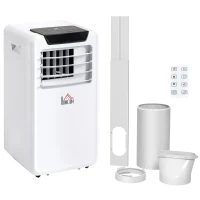 HOMCOM 10000 BTU Air Conditioning Unit, 3-in-1 Portable Air Conditioner, Dehumidifier, Cooling Fan with Remote Control, LED Display, 2 Speeds, 24H Timer, Window Venting Kit, 18m²(m-1)
