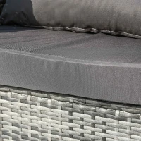 Set da Giardino in Polyrattan con Divano ad Angolo, Tavolino con Piano in Vetro e Cuscini, Grigio(m-6)