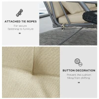 Outsunny Cushion Set for Hollywood Swing 170 cm Seat Cushion Swing Cushion Garden Swing Garden Cushion Back Cushion Side Cushion Beige(m-5)