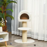 PawHut Katzenkratzbaum Katzenspielzeug Kletterbaum Sisal Polster Liegefläche Spanplatte samtartiges Polyester Sisal(m-7)