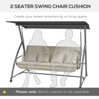 Outsunny Cushion Set for Hollywood Swing 170 cm Seat Cushion Swing Cushion Garden Swing Garden Cushion Back Cushion Side Cushion Beige(m-6)
