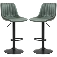 HOMCOM Set of Two Retro Tub Bar Stools - Green(m-1)