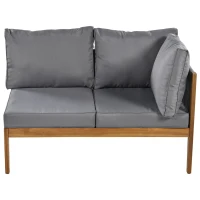 Set Lounge da Giardino per 7-8 Persone con Divano, Tavoli e Cuscini, Rivestimento Lavabile, Design in Corda, Legno Naturale e Grigio(m-7)