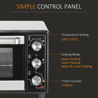 HOMCOM 16L Mini 1400W Countertop Oven - Black/Silver Tone(m-7)
