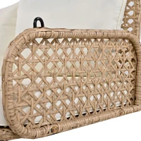 Dondolo Doppio in PE-Rattan per Giardino con Cuscini Lavabili e 2 Posti, Portata 320 kg, Beige(m-8)
