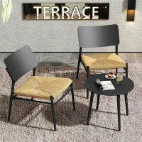 Set Bistro 3 Piezas en Aluminio y Ratán Pe para Balcón Resistente A los Rayos Uv Carga 150 Kg Negro(m-5)