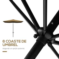 Outsunny Ombrellone Giardino Rettangolare 3x2m a Manovella e Inclinabile Caffè(m-6)