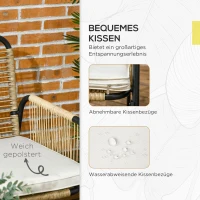 Outsunny 4-częściowy zestaw mebli ogrodowych z rattanu, zestaw mebli wypoczynkowych, 110 cm x 65 cm x 74 cm, Naturalny + Kremowy(m-5)