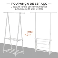 HOMCOM Suporte para Cabide Dobrável com 2 Prateleiras e  1 Barra para Pendurar Roupas para Sala Quarto Entrada 107,5x45x150 cm(m-4)