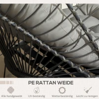 Outsunny Wiszący Fotel Ogrodowy, Odporny na Warunki Pogodowe, z 1 Poduszką, 100 cm x 131 cm x 194 cm, Jasnoszary(m-7)