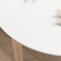 HOMCOM Stół jadalny Stołek kuchenny okrągły stół, Design skandynawski, 75 cm x 75 cm x 76 cm, Biały + Naturalny(m-6)