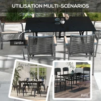 Outsunny Table de jardin table de terrasse rectangulaire pour 6 personnes avec pieds en acier pour jardin, pelouse, balcon, noir(m-6)