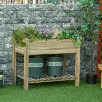 Outsunny Jardiniera Inaltata din Lemn cu Picioare si Polita Inferioara pentru Gradina si Balcon 91x51x76cm(m-13)