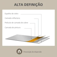 HOMCOM Espelho de Parede Decorativo 70x50 cm com Forma Irregular e Moldura de Madeira para Sala Entrada Horizontal ou Vertical Natural(m-6)