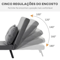 HOMCOM Poltrona Convertível em Cama Poltrona 3 em 1 Convertível em Cama com Encosto Ajustável em 5 Níveis 63x73x81 cm Cinza(m-5)