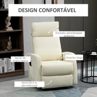 HOMCOM Poltrona Relax Levanta Pessoas Poltrona Elétrica Reclinável a 145° com Controlo Remoto Apoio para Pés 67x95x105 cm Creme(m-6)