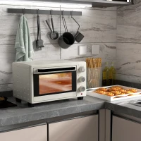 HOMCOM Mini Oven, 21L Countertop Electric Grill, Toaster Oven with Adjustable Temperature, Timer, Baking Tray and Wire Rack, 1400W, Cream(m-10)