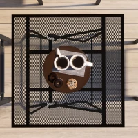 Outsunny Stolik tarasowy z blatem w formie siatki, kwadratowy, składany, nierdzewna stal, 80x80x74cm, czarny(m-8)