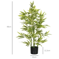 HOMCOM Juego de 2 Bambús Artificiales 90 cm con Maceta Plantas Sintéticas para Decoración Hogar Salón Oficina Verde(m-3)