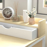 HOMCOM Secretária Moderna Mesa para Escritório Mesa de Computador com Estante e 2 Gavetas Removíveis 106x50x89 cm Branco(m-8)