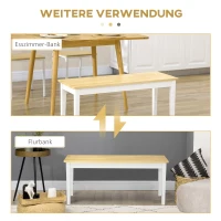 HOMCOM Zitbank Houten Bank 2-Zitsbank, Massief hout, gelakt, Natuur + Wit(m-6)