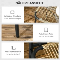 Outsunny 4-częściowy zestaw mebli ogrodowych z rattanu, zestaw mebli wypoczynkowych, 110 cm x 65 cm x 74 cm, Naturalny + Kremowy(m-6)