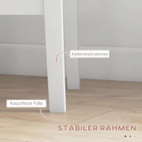 HOMCOM 3-delig Eettafelset Eetgroep Tafel met Stoelen, Grenenhout, Wit(m-6)