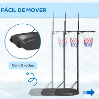 SPORTNOW Tabela de Basquetebol com Altura Ajustável 216-277 cm Aro de Basquetebol para Exterior com Rodas e Base Recarregável Preto(m-4)