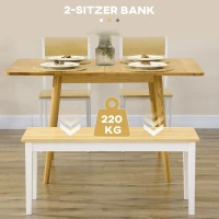 HOMCOM Zitbank Houten Bank 2-Zitsbank, Massief hout, gelakt, Natuur + Wit(m-4)