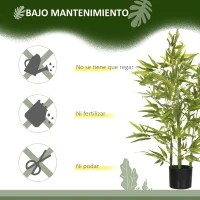 HOMCOM Juego de 2 Bambús Artificiales 90 cm con Maceta Plantas Sintéticas para Decoración Hogar Salón Oficina Verde(m-6)
