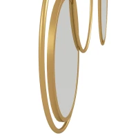 HOMCOM Espelho Decorativo de Parede em Metal 3D Decoração de Parede Metálica com 4 Espelhos Redondos para Corredor 110x68 cm Dourado(m-9)