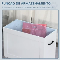 PawHut Comedouro Elevado para Cães com 2 Tigelas de Aço Inoxidável e Espaço de Armazenamento Oculto 60x30x41 cm Branco(m-8)