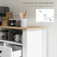 HOMCOM Aparador de Cozinha com 3 Gavetas 2 Armários 2 Prateleiras Abertas e 2 Prateleiras Ajustáveis Estilo Moderno 120x38x81,5 cm Branco(m-7)