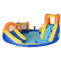 Outsunny Castelo Insuflável com Escorrega Cesta de Basquetebol Piscina Insuflador de 750W e Bolsa de Transporte 435x435x200cm Multicolorido(m-10)