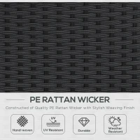 Outsunny 4 Pieces PE Rattan Garden Daybed Set, Outdoor Wicker Cushioned Round Sofa Bed Conversation Furniture with Coffee Table & Canopy, Black(m-4)