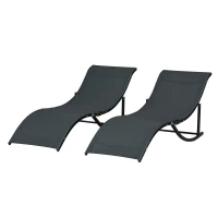 Outsunny Set 2 Sezlonguri de Gradina Pliabile, Sezlong pentru plaja din Aluminiu si Textilen, 61x165x63cm, negru(m-10)
