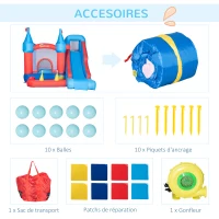 Outsunny Château Gonflable avec Toboggan Trampoline Piscine et Mur d'escalade pour 4 enfants +3 Ans juaqu'à 140 kg avec Sac de Transport Souffleur 450W dim. 333L x 280l x 210H cm - Multicolore(m-8)