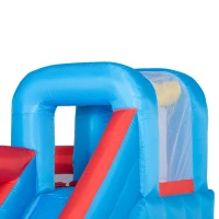 Outsunny Château Gonflable avec Toboggan Trampoline Piscine et Mur d'escalade pour 4 enfants +3 Ans juaqu'à 140 kg avec Sac de Transport Souffleur 450W dim. 333L x 280l x 210H cm - Multicolore(m-9)