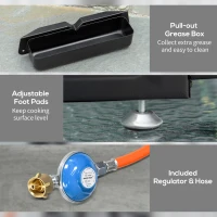 Outsunny Gasbarbecue met Deksel, 3 Branders, Vetopvangbakje, antikleef-plaat, 63x47x25 cm, Zwart/Zilver(m-8)