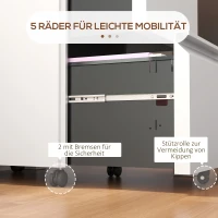 Vinsetto Mobiele Ladekast Archiefkast Organizer, 2 Laden, afsluitbaar, 37 x 43,5 x 67,5 cm, Wit(m-7)