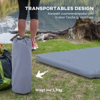 Outsunny Opblaasbaar campingmatras, inclusief luchtpomp, 1 kussen, 200 x 135 x 10 cm, Blauw(m-7)