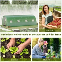Outsunny Kas met folie, loopbaar, 8 ramen met vliegengaas, stevige folie, stalen frame, 6 x 3 x 2 m, groen(m-7)