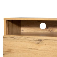 Mobilă TV modernă cu design în blocuri de culoare, textură de lemn și suprafață lucioasă, 180x38x50 cm, natural și negru(m-8)