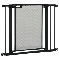 PawHut Traphekje Huisdierhek Hondenhek, verstelbaar van 75 cm - 103 cm, Zwart