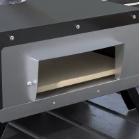 Outsunny 2-In-1 Pizzaoven Outdoor met Pizzasteen Houtoven Pizzaschep Pizzashovel Grilloven voor BBQ Staal Zwart(m-8)